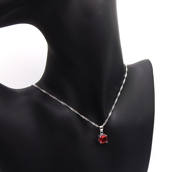 ⭐Bundle Sale⭐ 4Pc. Ruby Earrings and Necklace Set Solid 925 Sterling Silver - Picture 7 of 10